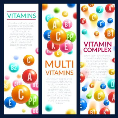 Vitamin ve mineral karmaşık hapları afiş vektör