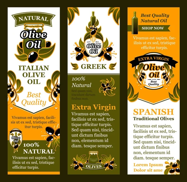 Wektor oliwki banery dla włoskiej oliwy z oliwek — Wektor stockowy