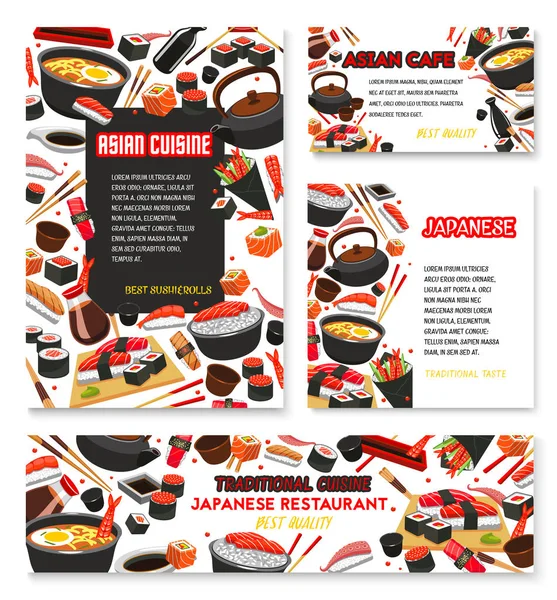 Affiche de cuisine japonaise vectorielle pour les sushis — Image vectorielle
