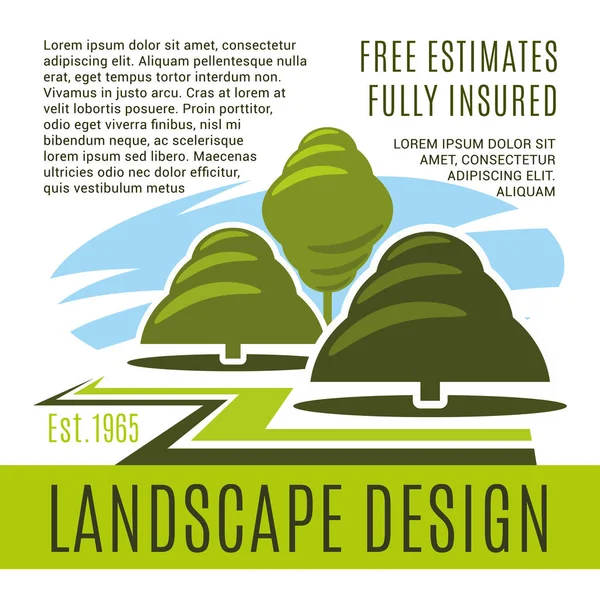 Cartel vectorial para empresa de diseño de paisajes — Archivo Imágenes Vectoriales
