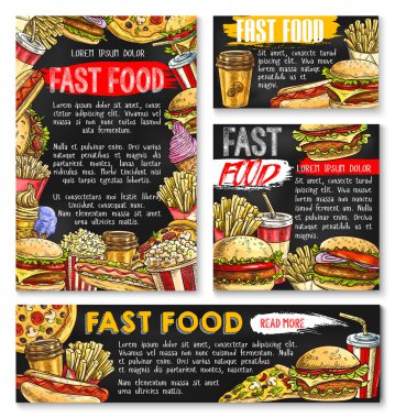 Fast food vektör kroki posterler fastfood Burger