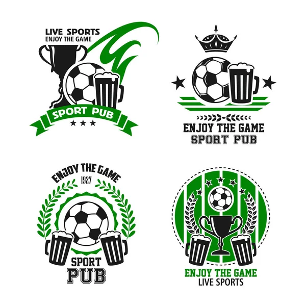 Vector icons for soccer football sport pub — Stock Vector