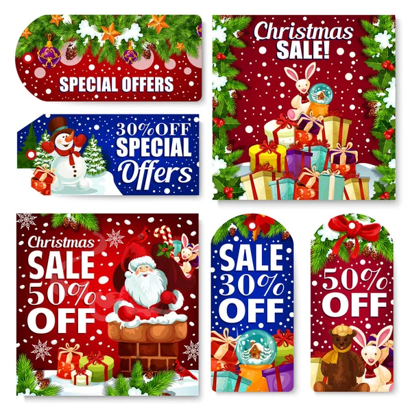 Étiquette de vente de Noël et carte de réduction Nouvel An — Image vectorielle