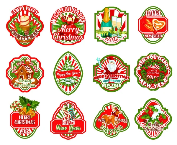 Merry Christmas wens vector pictogrammen groet — Stockvector