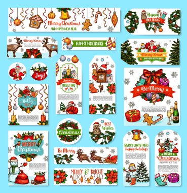 Noel tatil dilek tebrik kartları vektör