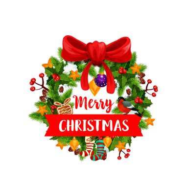 Noel çelenk şerit afiş simgesi tasarım ile