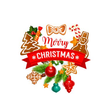 Tanımlama bilgisi ve şerit afiş rozeti ile Noel ağacı