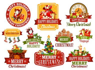 Şerit simgeler tebrik merry Christmas dilek vektör