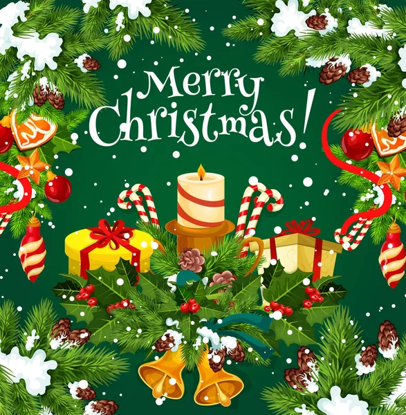 Merry Christmas vector Santa gifts greeting card — Stock Vector