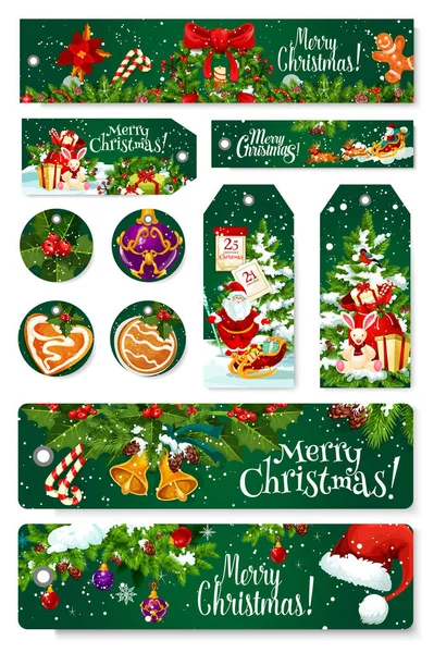 Χαρούμενα Χριστούγεννα διάνυσμα ευχετήρια κάρτα ετικέτα banner — Διανυσματικό Αρχείο