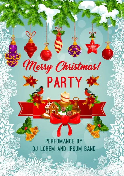 Merry Christmas holiday party vector poster — Stock Vector