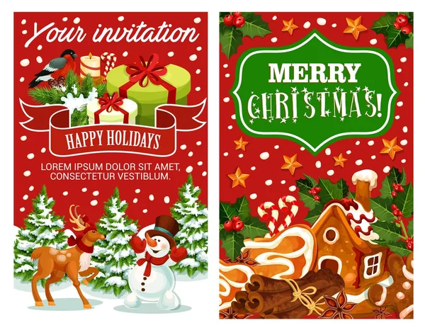Merry Christmas holiday greeting vector card — Stock Vector