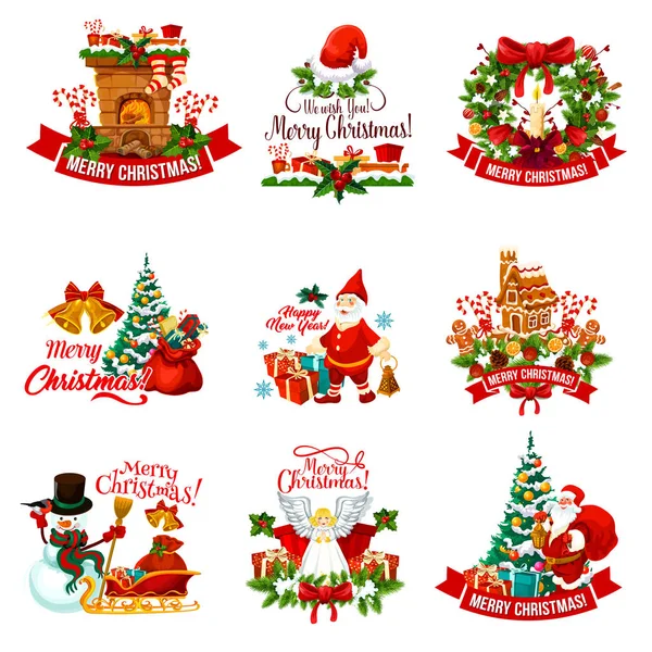 Christmas holiday badge for New Year decoration — Stock Vector