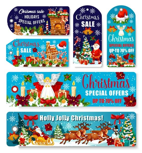 Vente de Noël boutique dicount étiquettes vectorielles bannières — Image vectorielle
