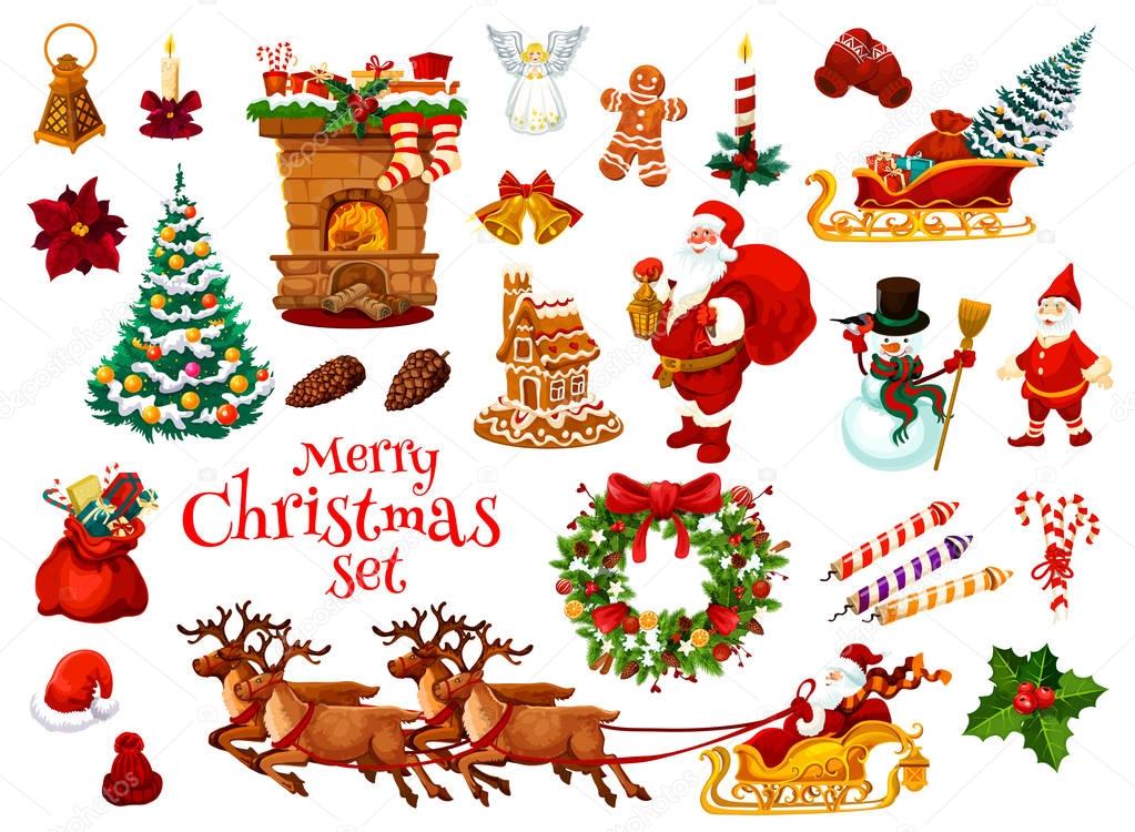Christmas and New Year holiday icon of Xmas design
