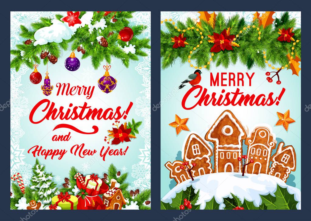 Christmas cookie and New Year garland card design