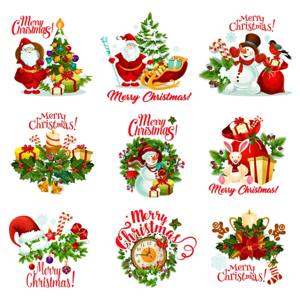 Christmas gift icon for New Year holiday card — Stock Vector