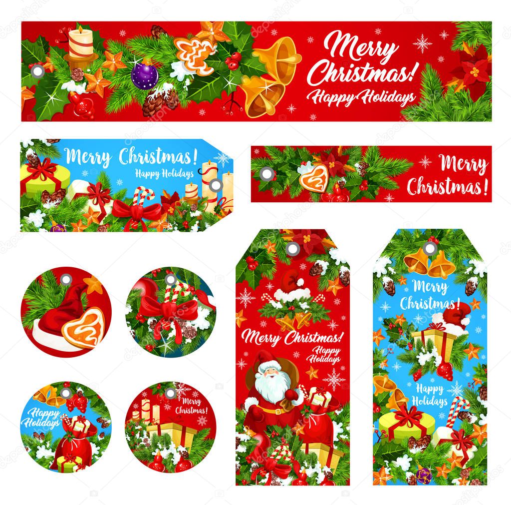 Christmas holiday wish vector greeting banner card