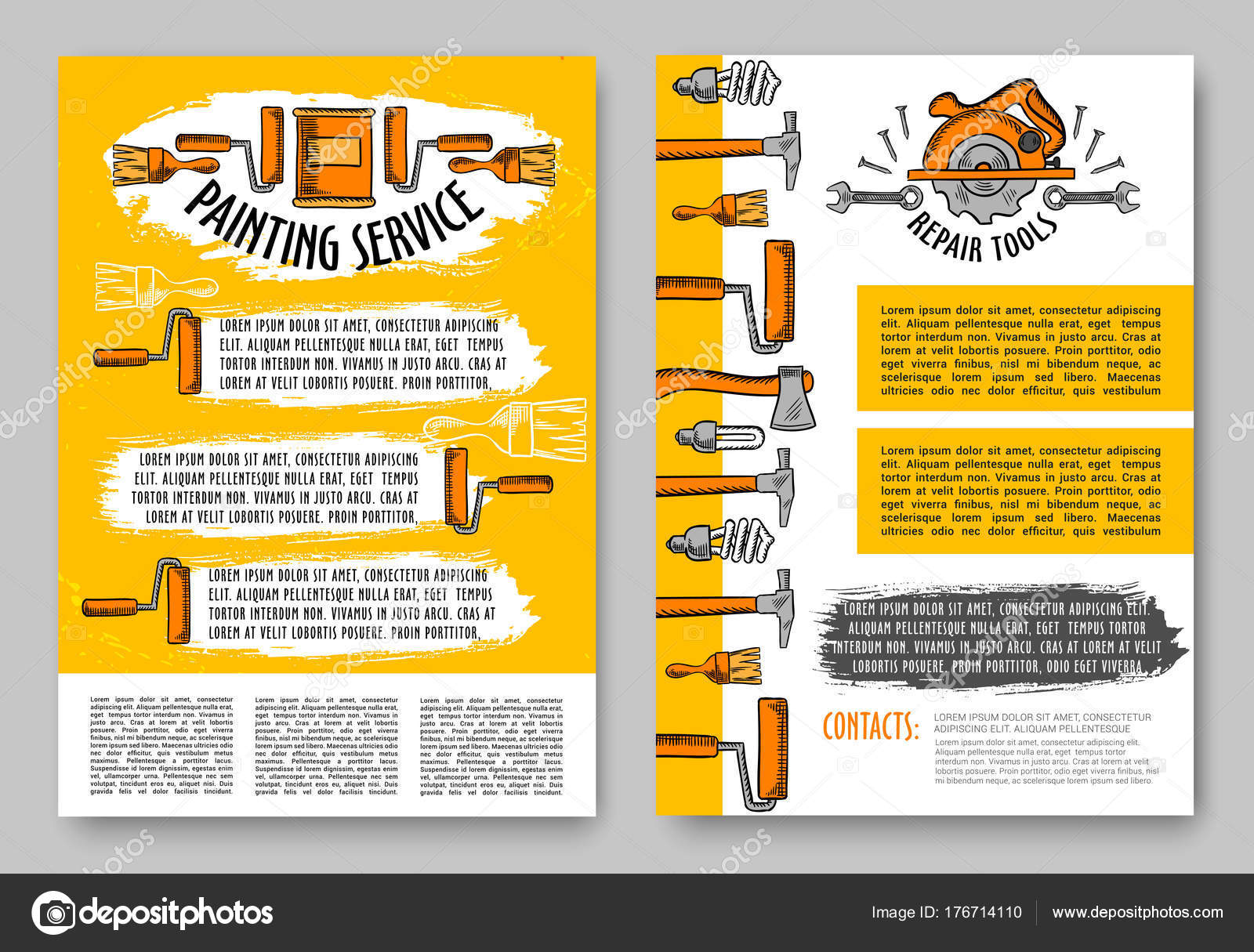 Reparatur Und Paint Tool Poster Konstruktion Stockvektor