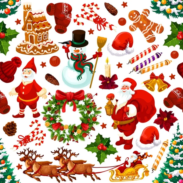クリスマス装飾贈り物のシームレスなパターン ベクトル — ストックベクタ