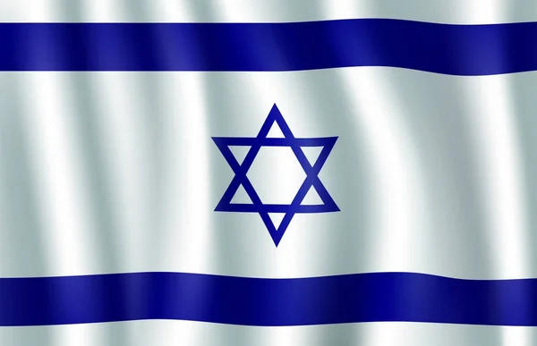 Σημαία Ισραήλ 3d απεικόνιση με το αστέρι του Δαβίδ — Διανυσματικό Αρχείο