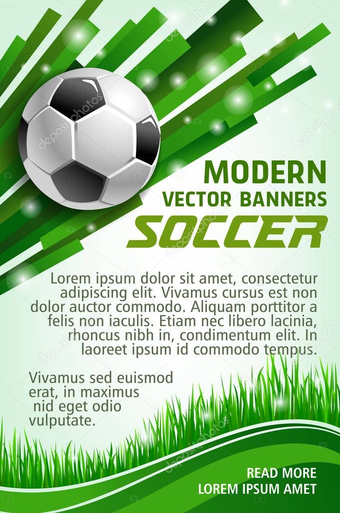 Football sport game banner with soccer ball