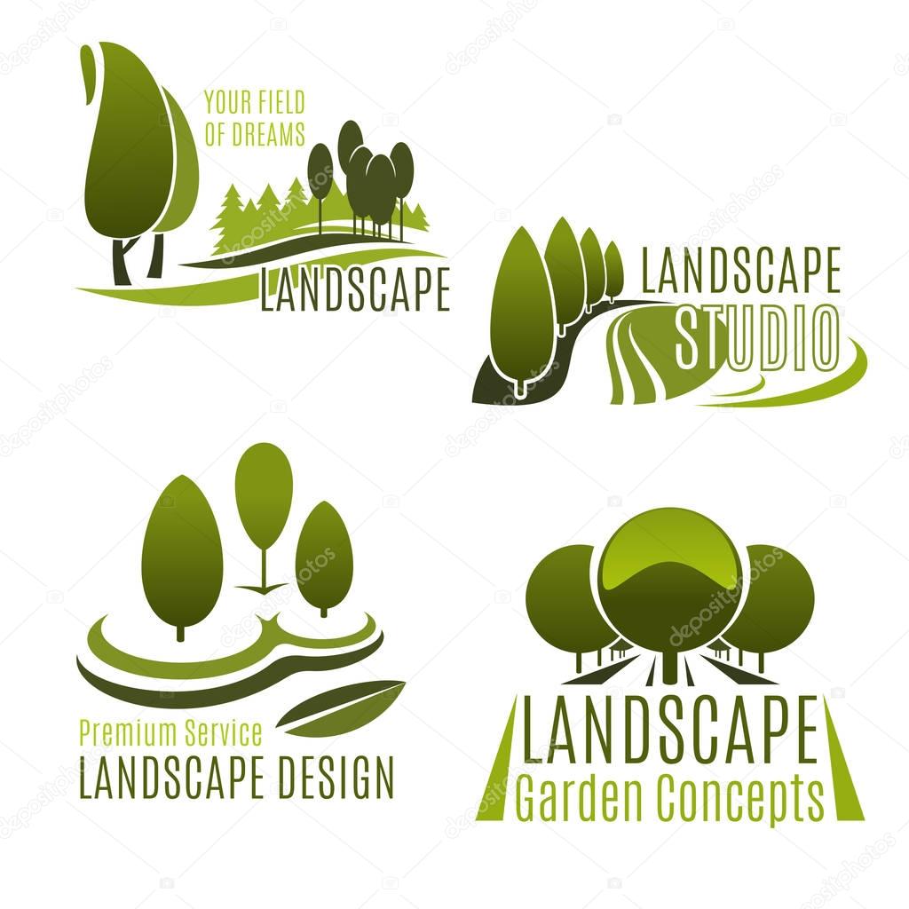 Landscaping company and gardening service icon