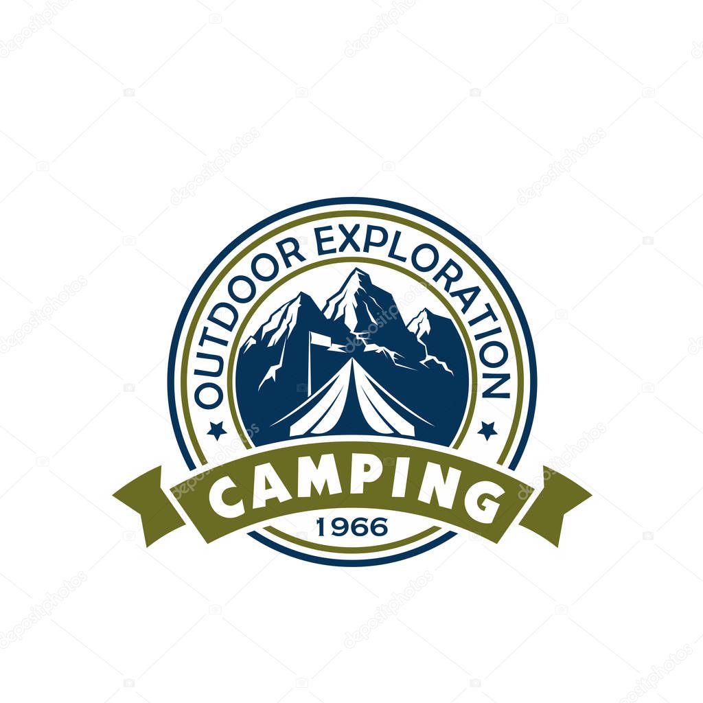 Camping holiday and outdoor recreation badge