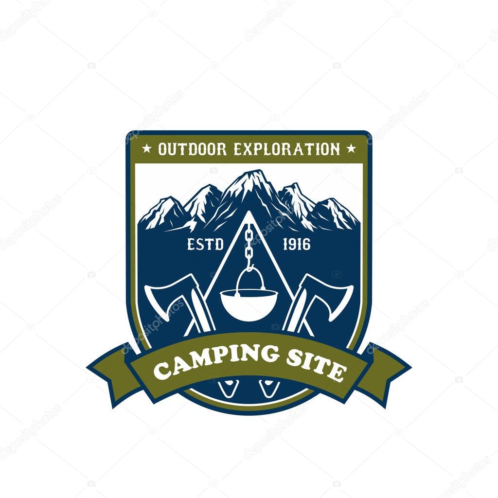Camping and outdoor adventure badge design