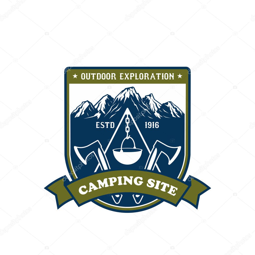 Camping and outdoor adventure badge design