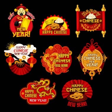 Çin ay yeni yıl tatil etiket tasarımı