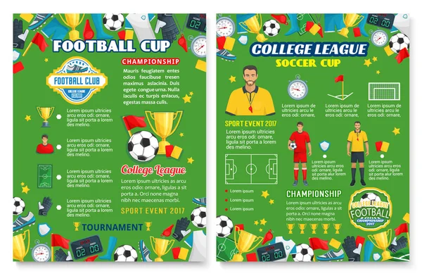 Fotbalové sportovní plakát s fotbalového týmu vybavení — Stockový vektor