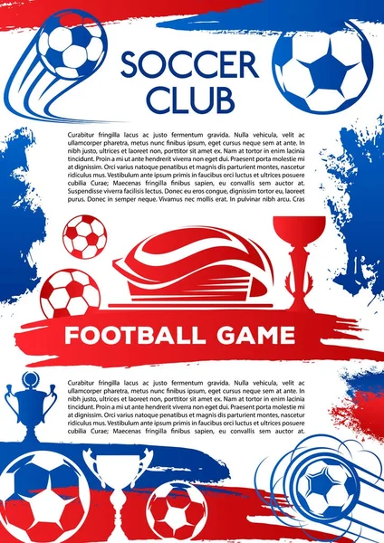 Calcio sport gioco poster di partita di calcio club — Vettoriale Stock