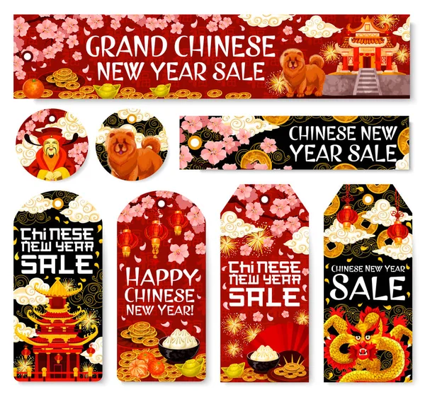 Ano novo chinês venda vetor tags loja banners —  Vetores de Stock