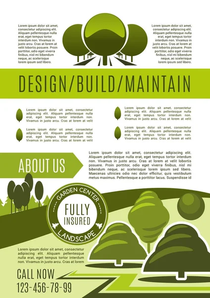 Affiche commerciale Aménagement paysager et jardinage — Image vectorielle