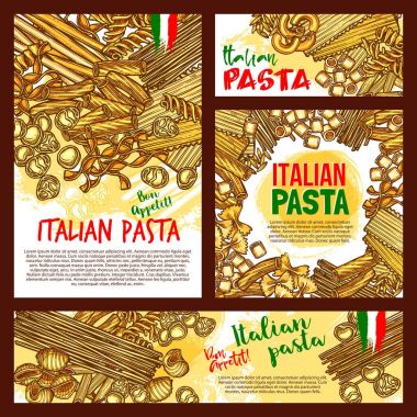 Vektör makarna posterler İtalyan restoranı için kroki