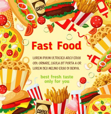 Fast food yemek restoran vektör fastfood poster