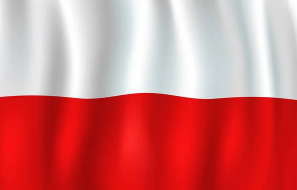 3D Polonya bayrağı vektör. Polonya ulusal sembolü — Stok Vektör