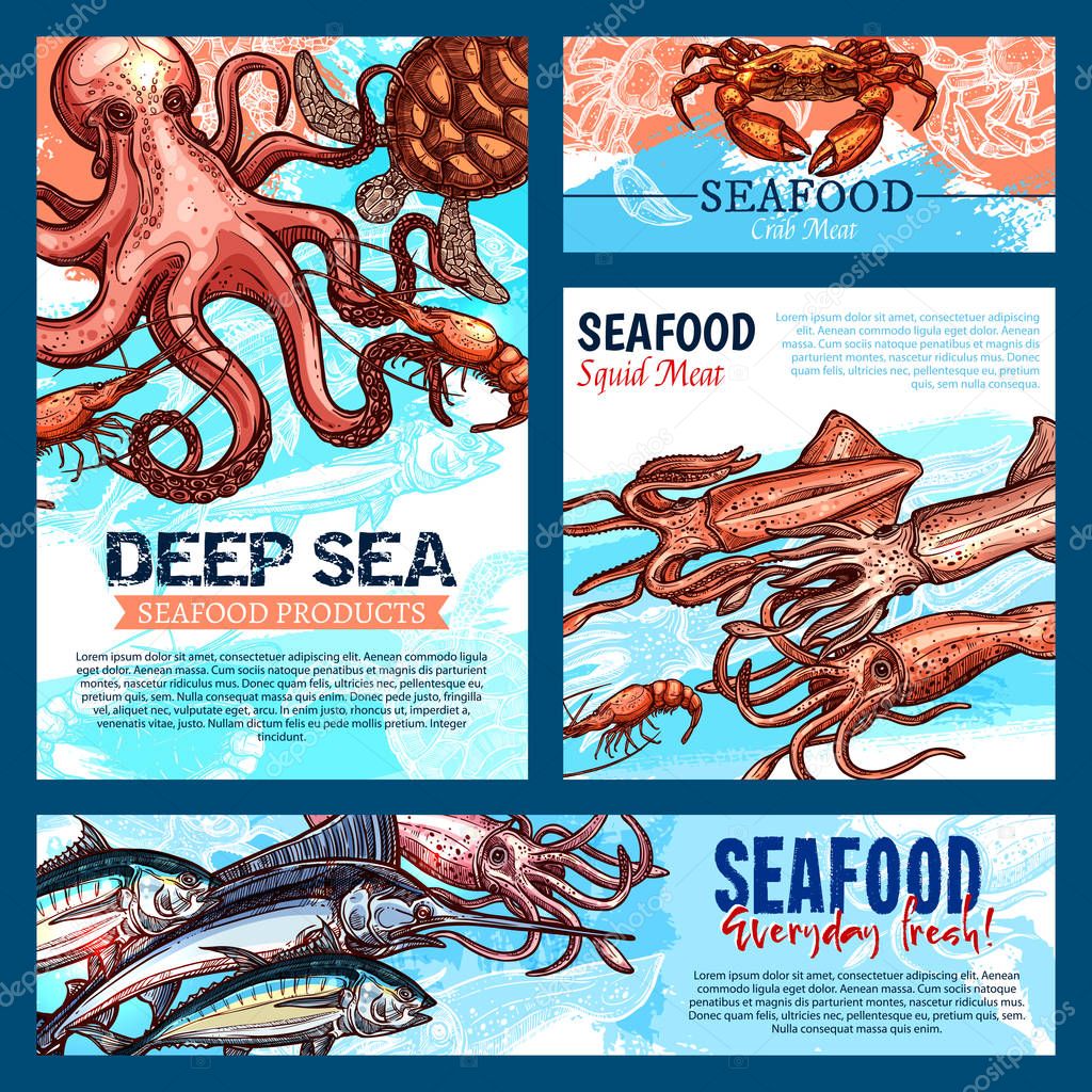 Vector templates for seafood or fish food products