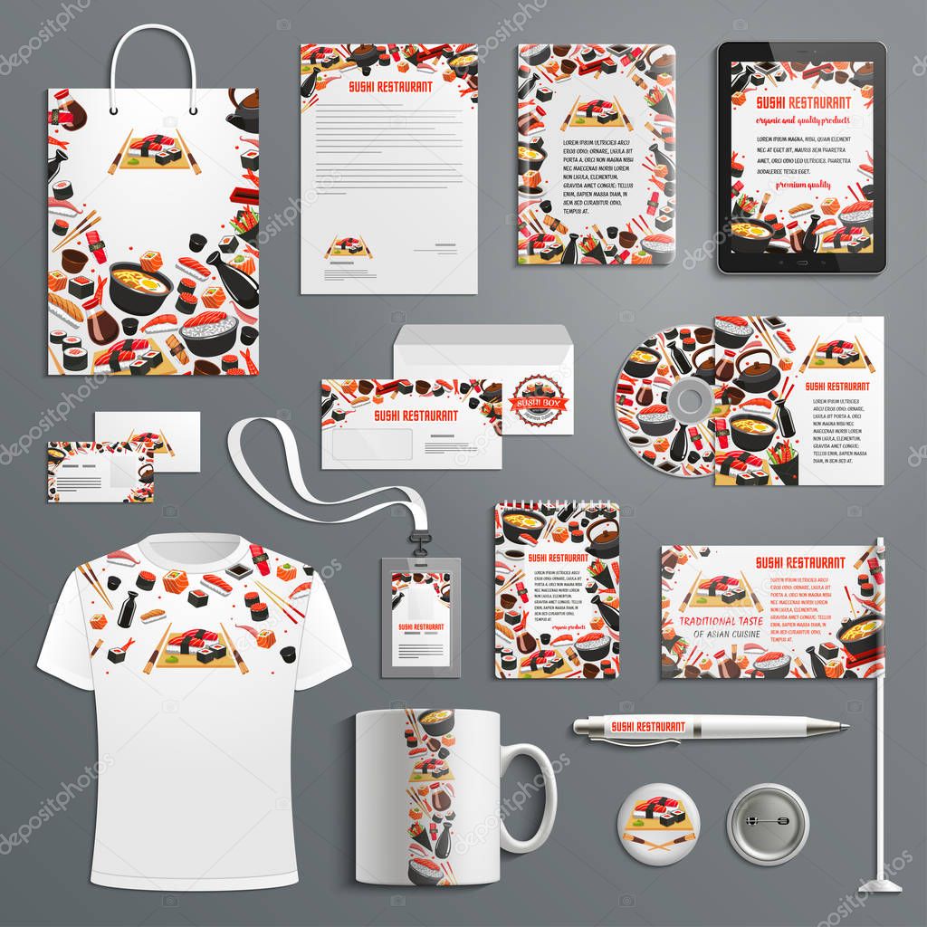 Advertising promo vector items Japanese cuisine