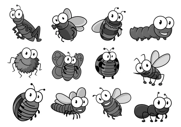 幼稚なデザインの昆虫漫画のキャラクター — ストックベクタ