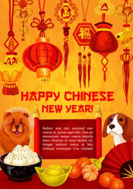 Çin yeni yılı 2018 köpek vektör tebrik kartı