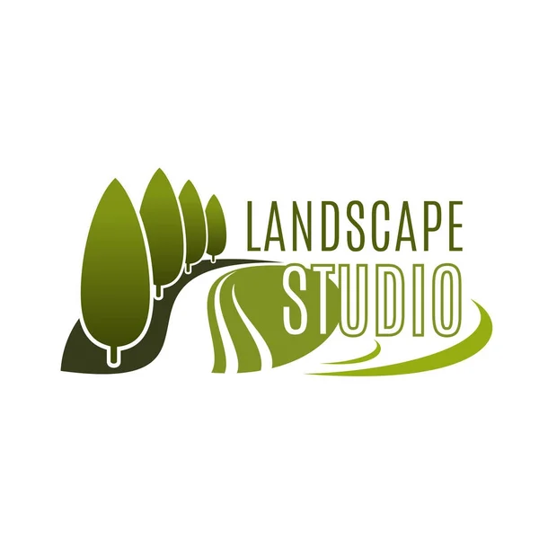 Icona vettoriale dello studio verde di progettazione del paesaggio — Vettoriale Stock
