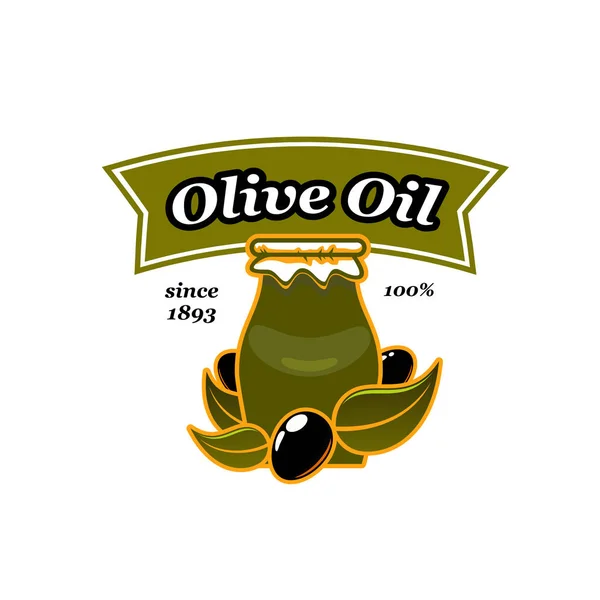 Oliwy z oliwek wektor jar ikonę dzban i oliwki — Wektor stockowy