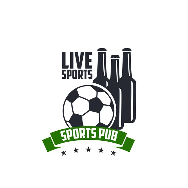 Fútbol en vivo deportes cerveza pub vector icono — Archivo Imágenes Vectoriales