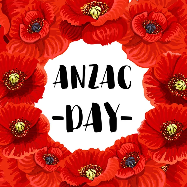 Anzac Day war memorial day red poppy vector poster — Stock Vector