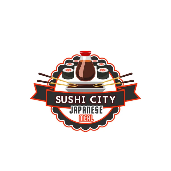 Vector icono de sushi para la cocina japonesa restaurante — Vector de stock