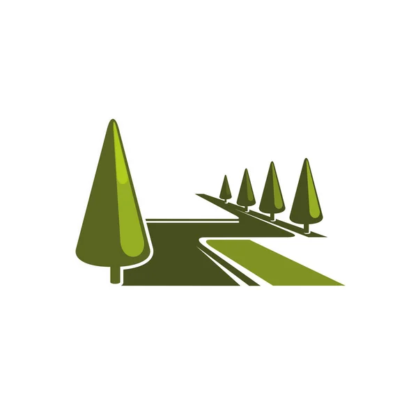 Green forest park trees vector eco icon — Stock Vector