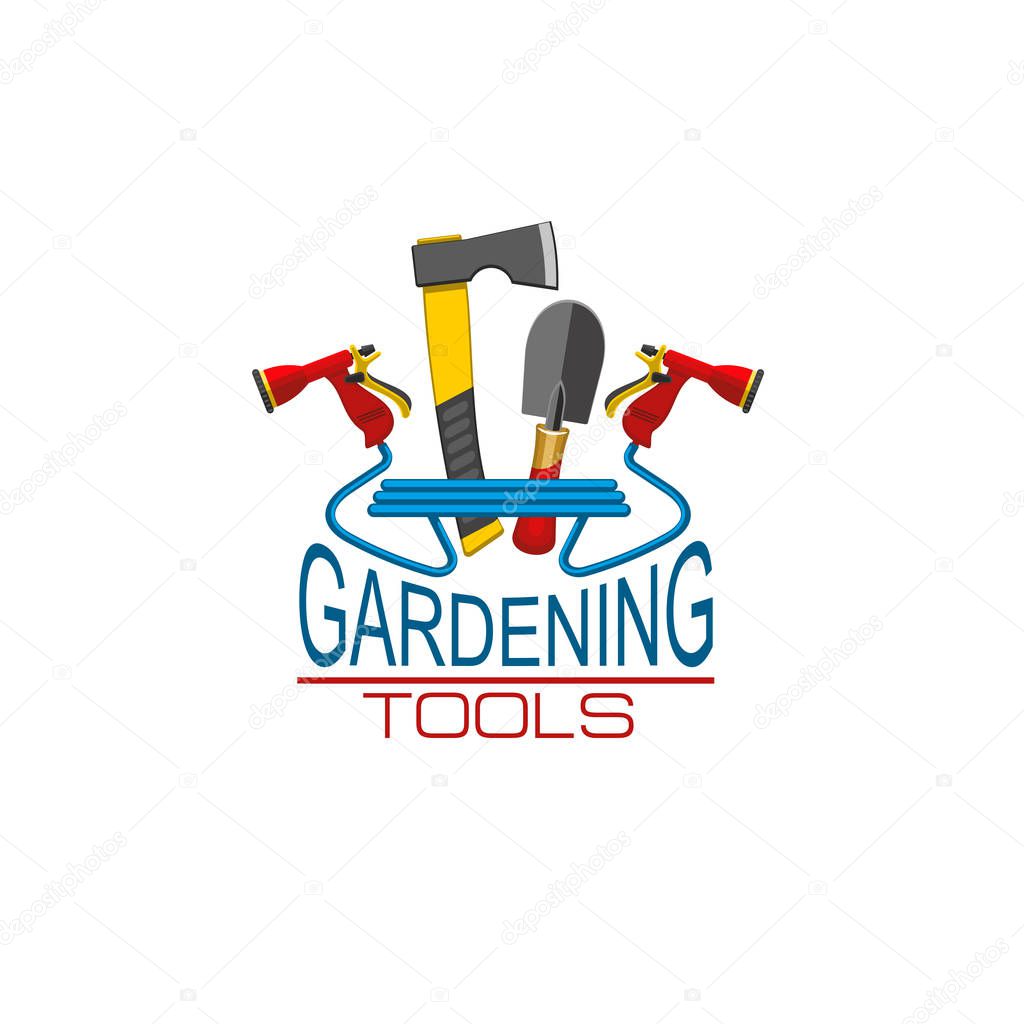 Vector icon of gardening tools for gardener shop