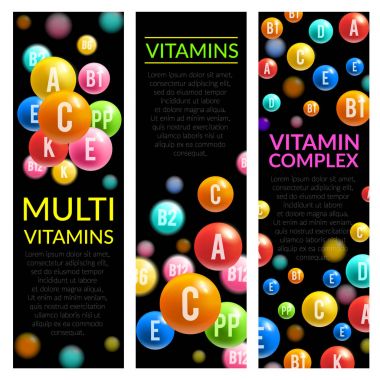 Multi vitamin kompleksi hapı afiş vektör